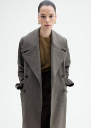 Belted Peacoat in Melange Wool - Green - CO Collections